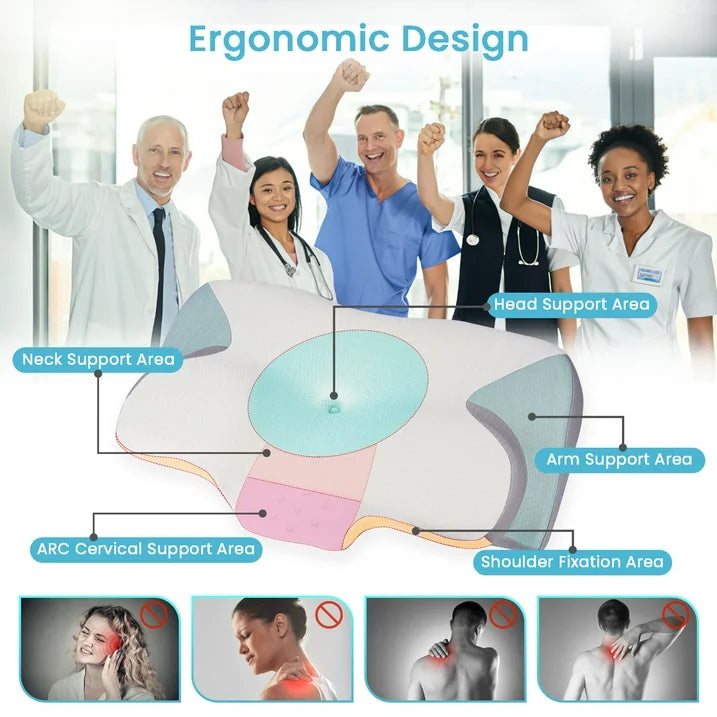 VAVSEA Cervical Pillow for Neck Pain Relief, Contour Memory Foam, Ergonomic Orthopedic Neck Support Pillow for Side, Back  Stomach Sleepers with Breathable Pillowcase, Grey