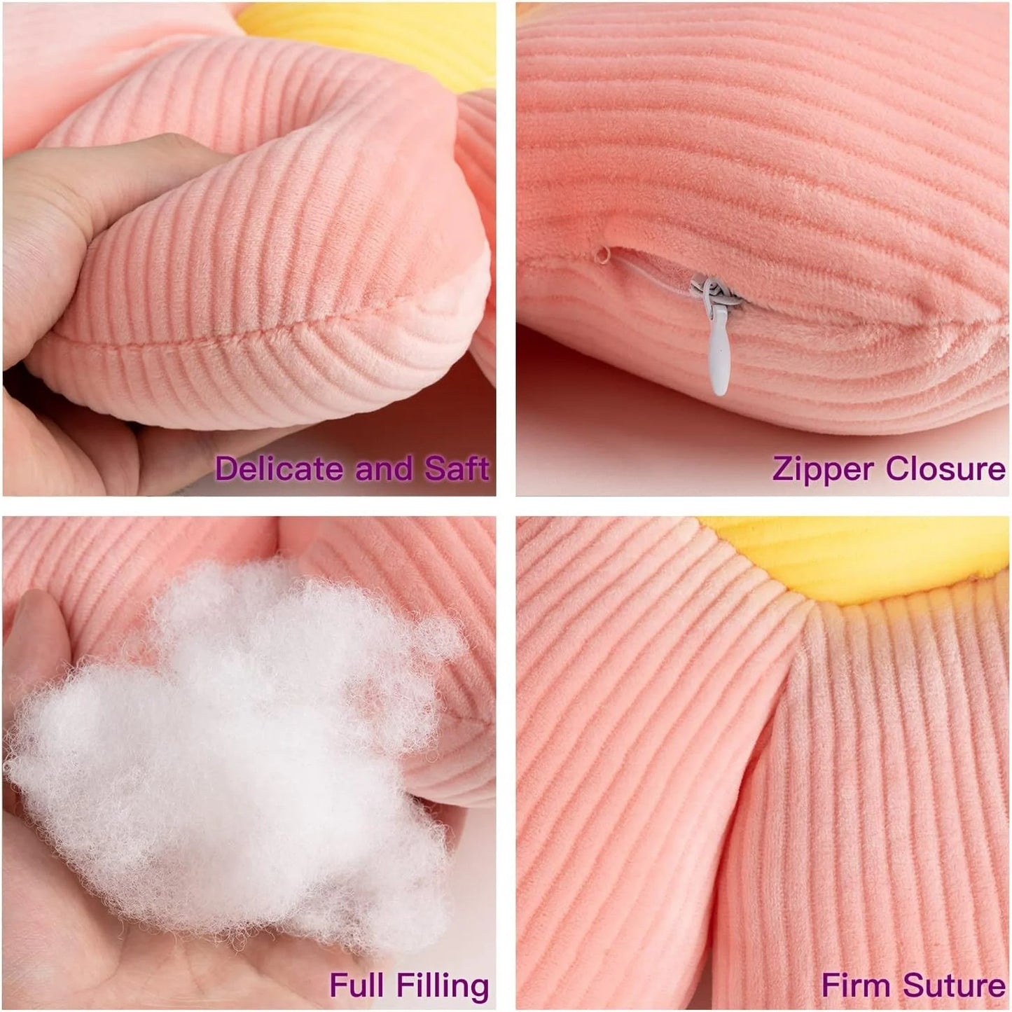 2 Pack Flower Pillows, 16 in Cute and Comfortable Floor Cushions Soft Fun Plant Throw Pillows Preppy Aesthetic Room Decor for Couch Sofa Chair