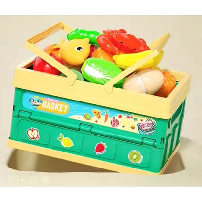 JUGAAD LIFE Play Food Set for Kids Kitchen, Pretend Play Food Toy with Basket, Cutting Food Fruits and Vegetables Toys, Christmas Birthday Gift for Toddlers Girls Boys