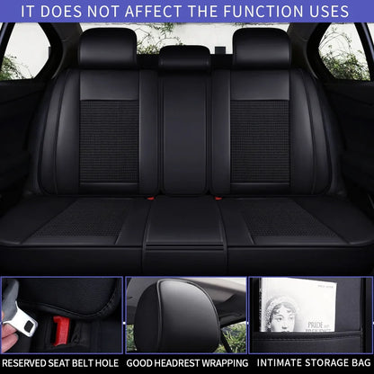 AOMSAZTO Fit Nissan Rogue 2008-2021 Black Car seat Cover 5-seat Ice Silk+Faux Leather Full Set Summer Breathable