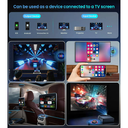 TIMEKNOW Wireless Carplay Adapter Magic Box with Netflix YouTube Tiktok, Upgrade LED Wireless Android Auto Adapter HDMI Dongle for Phone to Miracast/Stream Media to Car/TV, for OEM Wired CarPlay Car