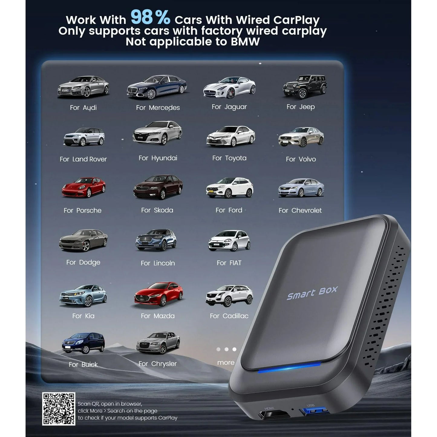 Wireless CarPlay Adapter, Magic Box Support Google Play/Netflix/YouTube/TF&SIM Card/, Apple CarPlay/Android Auto Wireless CarPlay Adapter for OEM Wired CarPlay Cars