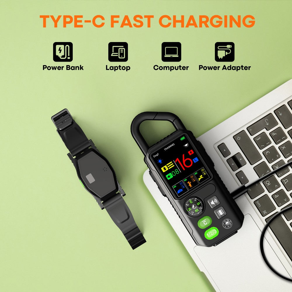 4-in-1 Wireless Dog Fence System Electric Dog Fence with Training Collar & Anti-Bark Collar | Real-Time Pet Status Display | Portable Waterproof Outdoor Pet Containment System