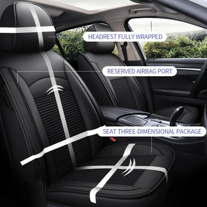 AOMSAZTO Fit Nissan Rogue 2008-2021 Black Car seat Cover 5-seat Ice Silk+Faux Leather Full Set Summer Breathable