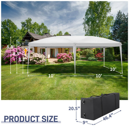 10' x 20' Ez Pop Up Party Tent Patio Wedding Canopy Gazebo Pavilion Car Tent W/4 Side Walls