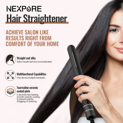 NEXPURE Professional 1 Flat Iron 2 in 1 Hair Straightener  Curling Iron Salon Styling Tool
