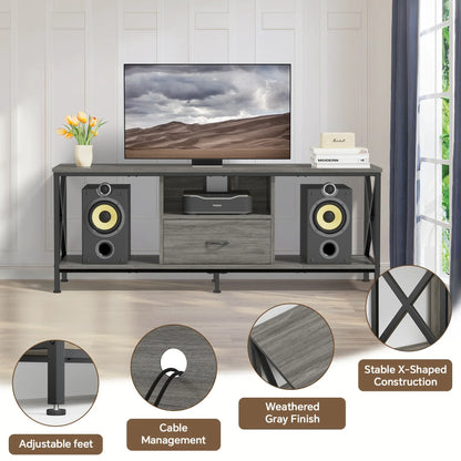 JOZ 65 inch TV Stand for TVs up to 75 inch with 2 Shelves and Storage Drawers, Rock Gray