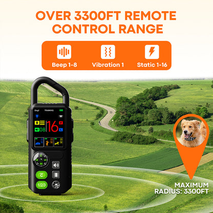 4-in-1 Wireless Dog Fence System Electric Dog Fence with Training Collar & Anti-Bark Collar | Real-Time Pet Status Display | Portable Waterproof Outdoor Pet Containment System