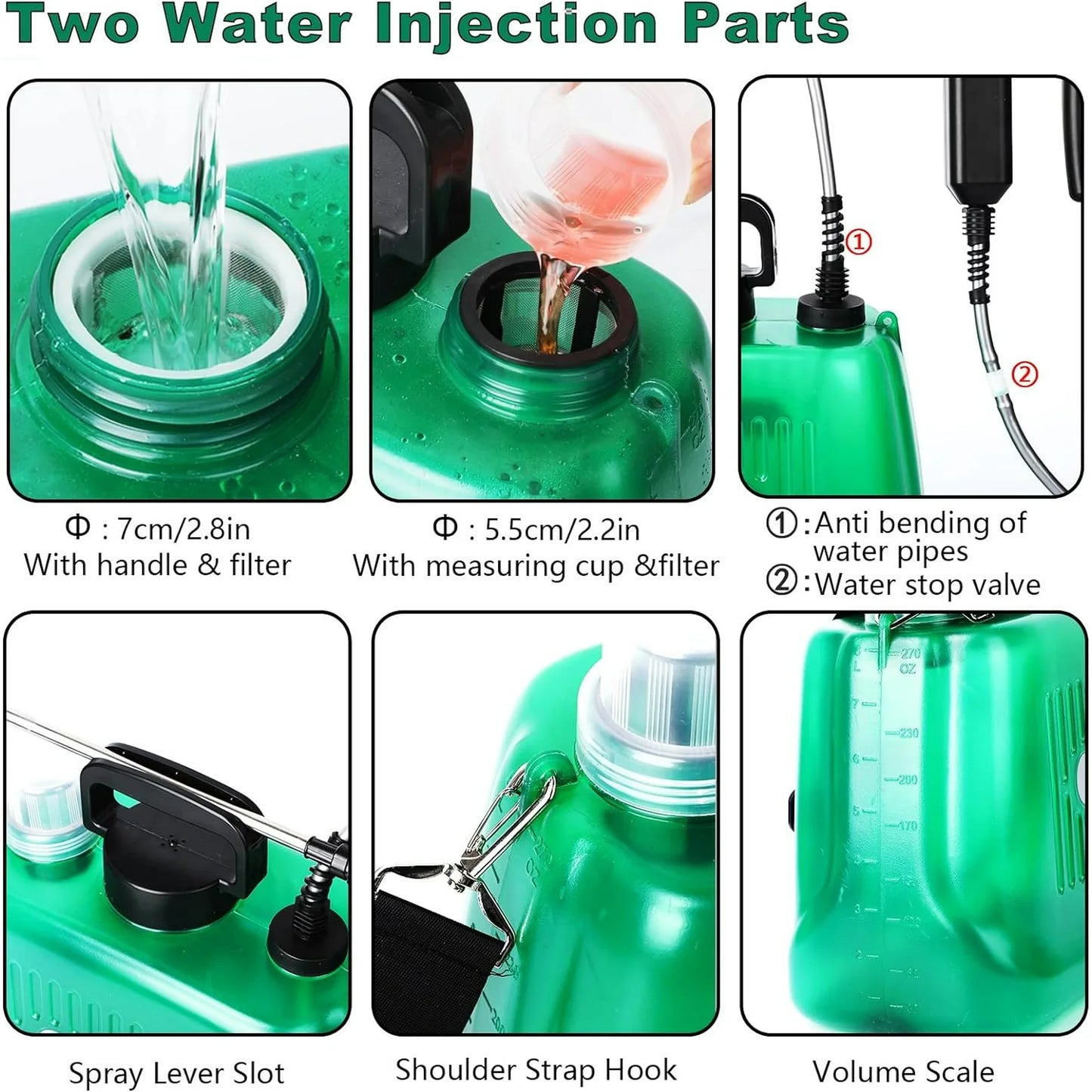 Upgrade Powerful Electric Garden Sprayer with 4 Mist Nozzles, 1.35 Gal Lawn Battery Powered Sprayer with USB Rechargeable Handle and Telescopic Wand, with Shoulder Strap for Gardening Green