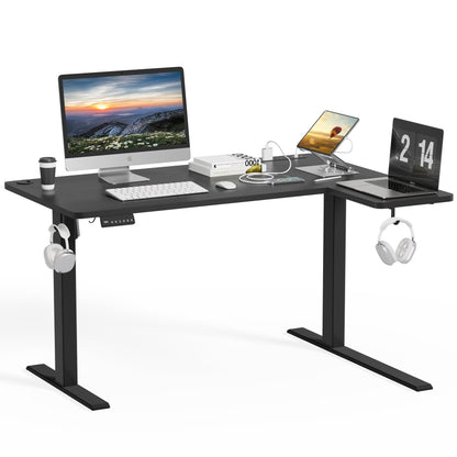 JOZ Electric Height Adjustable 47-inch Corner Stand up Desk - L-Shaped Standing Workstation, Black Table Top, Black Frame, 3CT Series