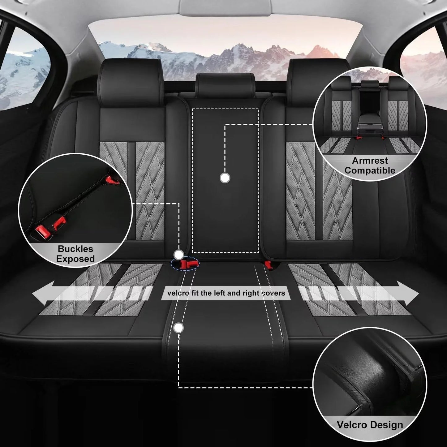 AOMSAZTO Fit Chevy/Chevrolet Equinox 2011-2024 Car seat Cover 5-seat Faux Leather Full Set Compatible Airbag