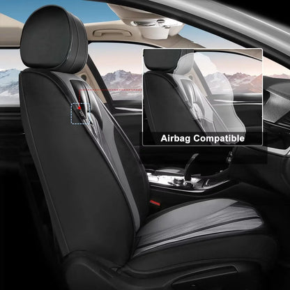 AOMSAZTO Fit Chevy/Chevrolet Equinox 2011-2024 Car seat Cover 5-seat Faux Leather Full Set Compatible Airbag