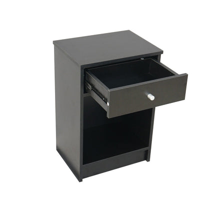 Zimtown Black Nightstand Side End Table Bedside Storage Table Stand with 1 Drawer End Shelf