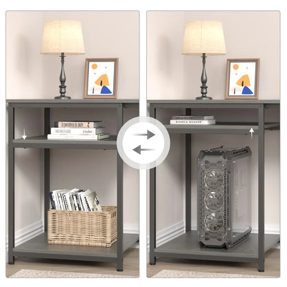 JOZ 59in Two-Way Convertible Desk with Lower Storage Shelf, Rock Gray Wood Grains Finish and Black Metal Frame