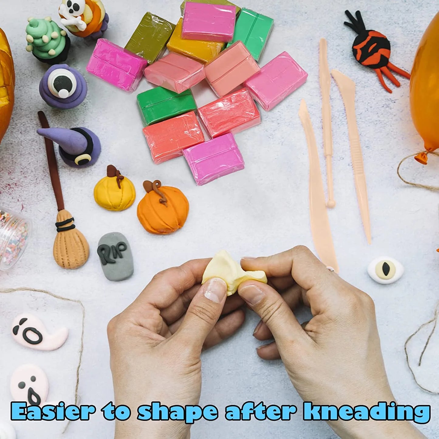 Tomorotec 100PCS Polymer Clay Value Pack 82 Colors in Bulk Small Blocks Starter Kit with Tools, Individually Wrapped Oven Modeling Clay, Molding DIY Clay, Baking Clay for Sculpting for Kids Beginner