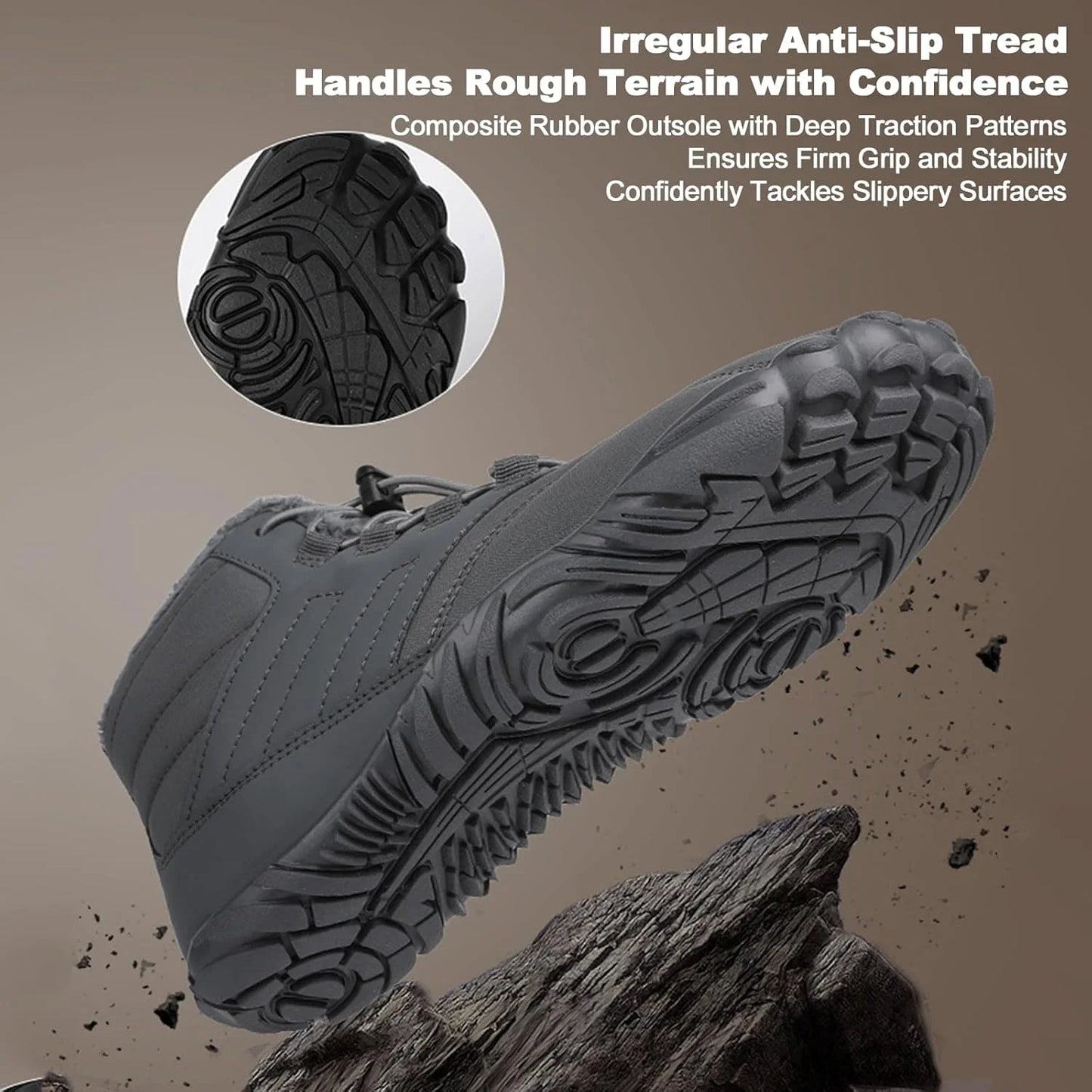 Men's Hiking Trekking Waterproof Winter Barefoot Shoes, Walking Hiking Boots for Women Men Trail Running Healthy Non-Slip