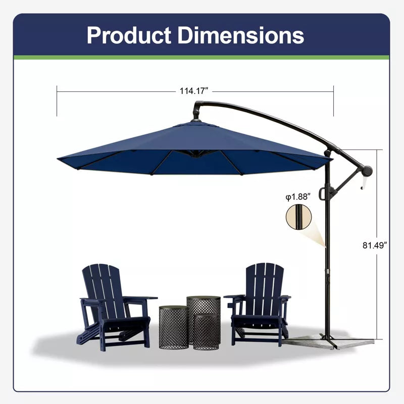 Maggift Patio Umbrellas with Base Included, Outdoor Double-Sided Umbrella with Crank Handle, for Pool Lawn Garden, Blue, 114.17"*114.17"*81.49"