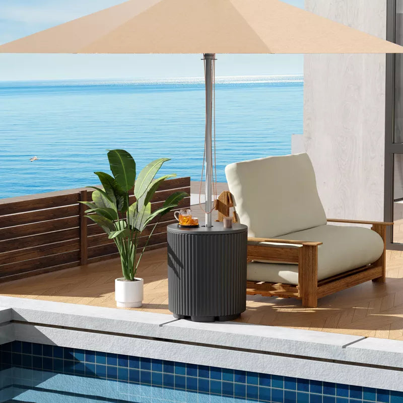 Maggift Umbrella Stand, Fillable Patio Umbrella Base, Heavy Duty Market Stand with Cover, Garden Umbrella Stand Table Raised, Black 14.8"*14.8"*16.7"