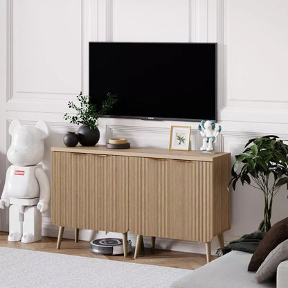 FONTOI Storage Cabinet, Sideboard Cabinet with Doors and Shelves, Buffet Cabinet with Waveform Panel for Dining Room, Wood, 23.6*11.8*27.6