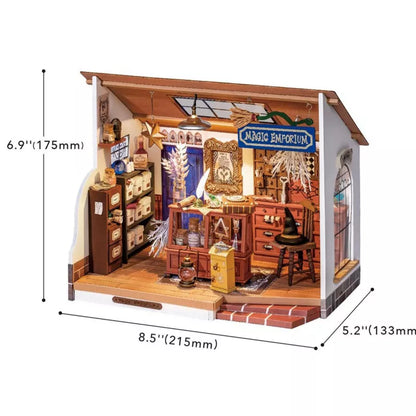 ROBOTIME DIY Miniature Dollhouse Room Magic Potion Store Diorama Kit Crafts Hobbies Birthday Gifts for Boys & Girls, Multicolored, 8.5"*5.2"*6.9"