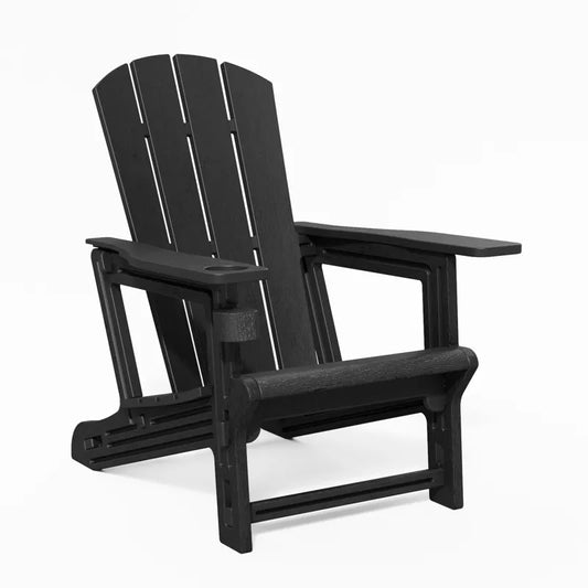 VisioGear Patio Accent Chairs, Patio Adirondack Chair with Cup Holder, Outdoor Comfortable Set for Backyard, Black, 31.4"*29.6"*36.4"
