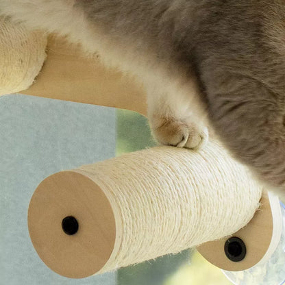 Mewoofun Pet Beds Cat Wall Shelves Wall Mounted Steinway Cat Step Double Cat Furniture Climbing Frame with Suction Cup, Brown, 14.96"*7.28"*4.72"