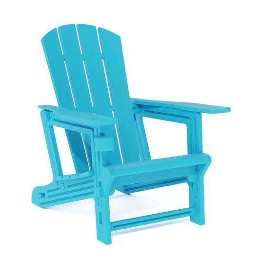 VisioGear Patio Adirondack Chair with Cup Holder, Outdoor Comfortable Set for Backyard, Blue, 31.4"*29.6"*36.4"