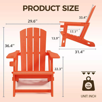 Maggift Patio Accent Chairs Folding Adirondack Chair Patio Comfortable Set for Patio Garden, Backyard Deck, Orange, 31.4"*29.6"*36.4"