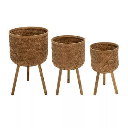 Maggift Planters Bamboo Planters with Outdoor and Indoor, Decorative Plant Pots for Living Room, Garden, Balcony, Home Decor, Brown 19.75"*17"*16.5"