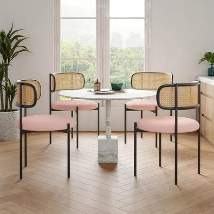 FONTOI Accent Chairs, Modern Hardback Chairs with Cozy Seat Cushions, Space-Efficient Pair for Small Rooms, 4PCS, Pink, 19.7"*16.5"*29.9"
