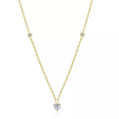 Molenia 14K Gold Heart Necklace for Women, 925 Sterling Silver Love Heart Pendant Choker Necklace Simple Jewelry Mother‘s Day Birthday Gifts for Her