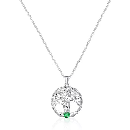Molenia Tree of Life Necklace, 925 Sterling Silver Tree of Life Birthstone Pendant, Jewelry Gemstone Anniversary Birthday Gifts for Her Women Mom
