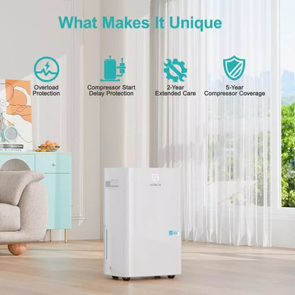 Kesnos Energy Star 50-100 Pint Dehumidifier for Large Spaces with Smart Humidity Control and Versatile Drainage
