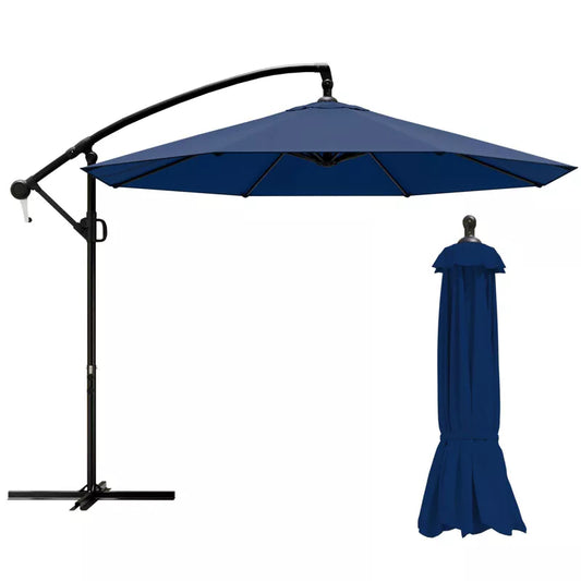 Maggift Patio Umbrellas with Base Included, Outdoor Double-Sided Umbrella with Crank Handle, for Pool Lawn Garden, Blue, 114.17"*114.17"*81.49"