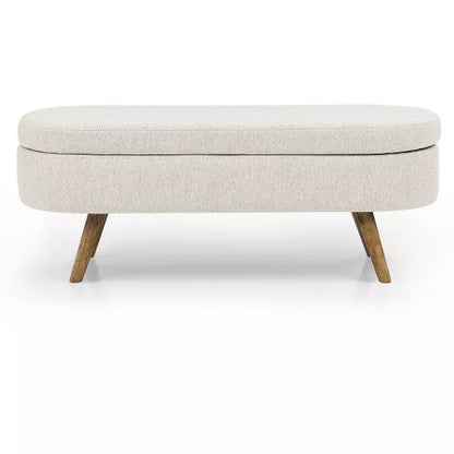 Dexmalle Tufted Storage Bench with Rubber Wood Legs,Beige