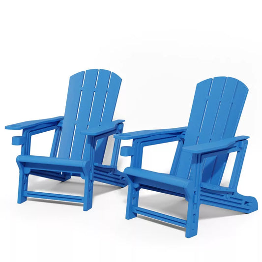 Maggift Patio Accent Chairs Set of 2 Folding Adirondack Chair Patio Comfortable Set for Patio Garden, Backyard Deck, Blue, 31.4"*29.6"*36.4"