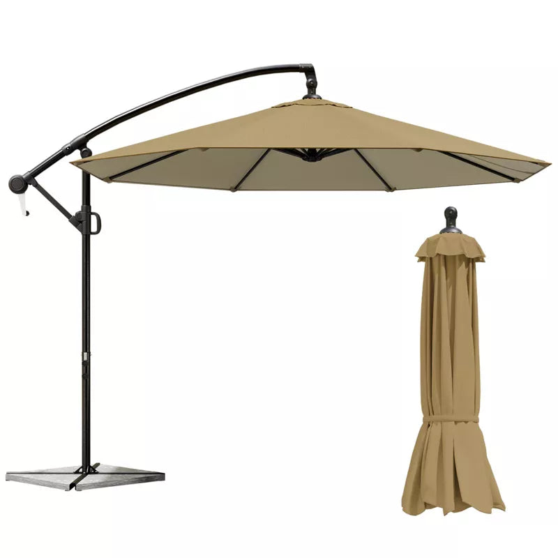 Maggift Patio Umbrellas with Base Included, Outdoor Double-Sided Umbrella with Crank Handle, for Pool Lawn Garden, Brown, 114.17"*114.17"*81.49"