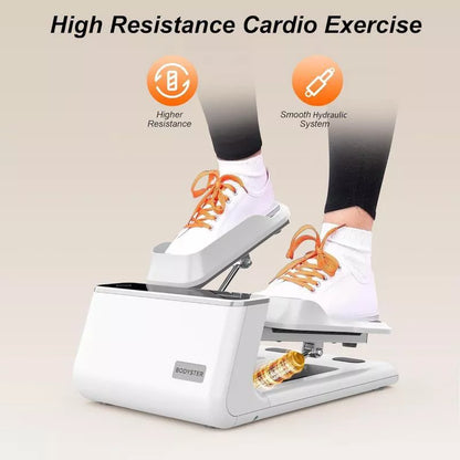 VisioGear Mini Stepper for Home Exercise, Stair Stepper with Smart Display and Resistance Bands, Weight Capacity 330 LBS, White, 14.9*20*14.9