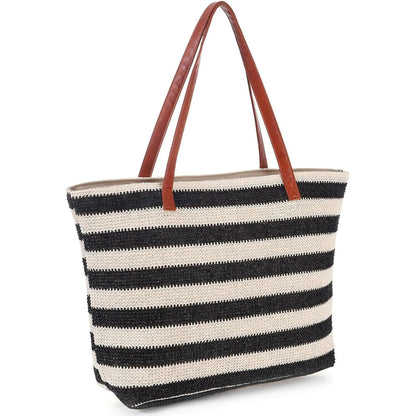 Large Woven Tote Bag for Women, Boho Straw Shoulder Bag Handbag for Shopping Holiday Travel