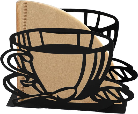 Stylish Coffee Filter Holder, Cute Napkin Holder for Table, Coffee Paper Storage for Fan-shaped, T-shaped, Square-shaped Over Paper Filters, Metal Coffee Filter Storage, for Kitchen Office Restaurant