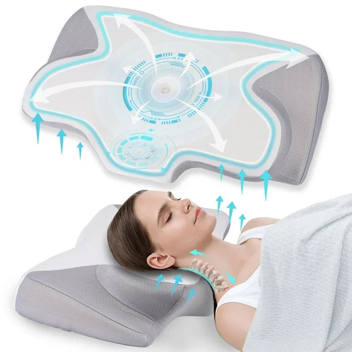 VAVSEA Cervical Pillow for Neck Pain Relief, Contour Memory Foam, Ergonomic Orthopedic Neck Support Pillow for Side, Back  Stomach Sleepers with Breathable Pillowcase, Grey