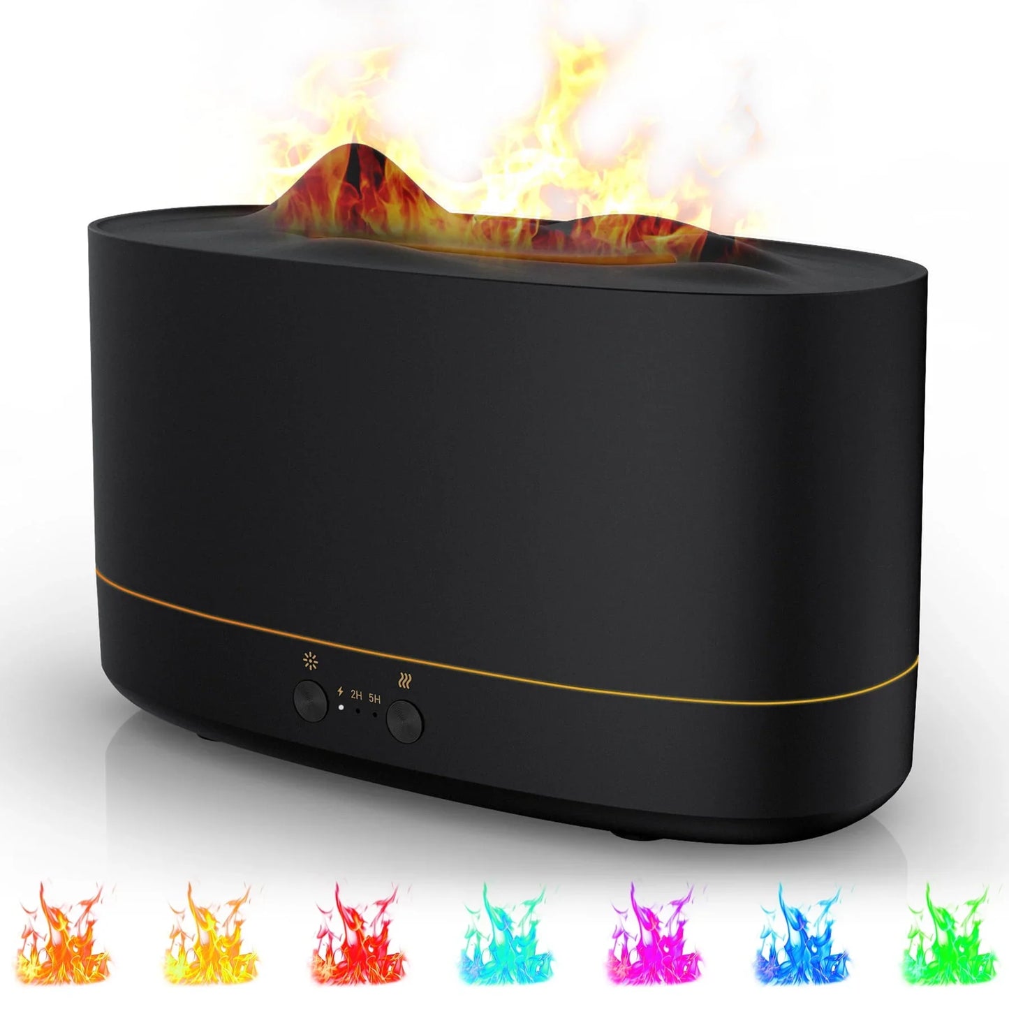 VAVSEA Flame Diffuser Humidifier, 7 Color Essential Oil Diffuser, 200ml Time Setting for Home, Room, Black