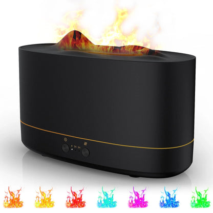 VAVSEA Flame Diffuser Humidifier, 7 Color Essential Oil Diffuser, 200ml Time Setting for Home, Room, Black