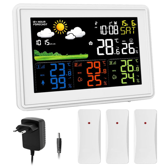 Wireless Color Display Weather Station with Moon Phase, Barometric Pressure, Temperature and Humidity Sensors for Indoors and Outdoors