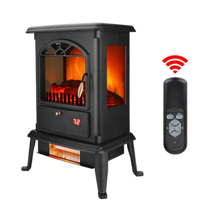 Zimtown 1500W Electric Indoor Freestanding Fireplace with Remote Control, Black