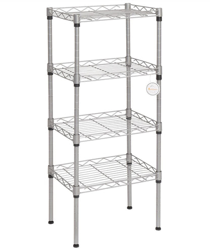 FCH 4 Tier Wire Shelving, Adjustable Storage Rack Unit for Garage Kitchen, Greenhouse Planting Shelving, 13.8”L x 9.8”W x 31.5”H