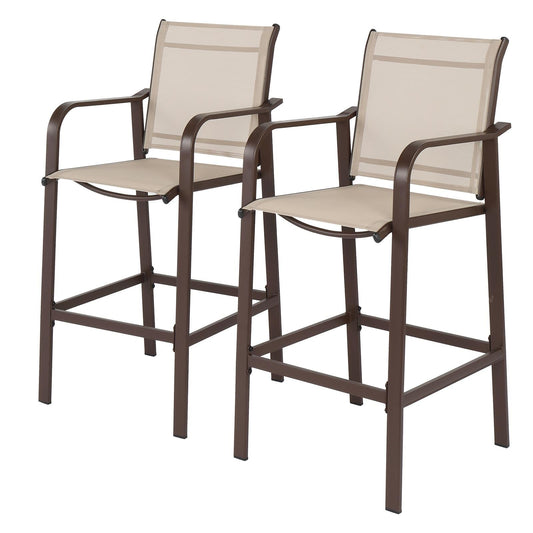Zimtown Bar Package of 2, Metal Height Patio Bar Chairs for Bistro, Garden, Patio, High Bar Chairs for Indoor and Outdoor