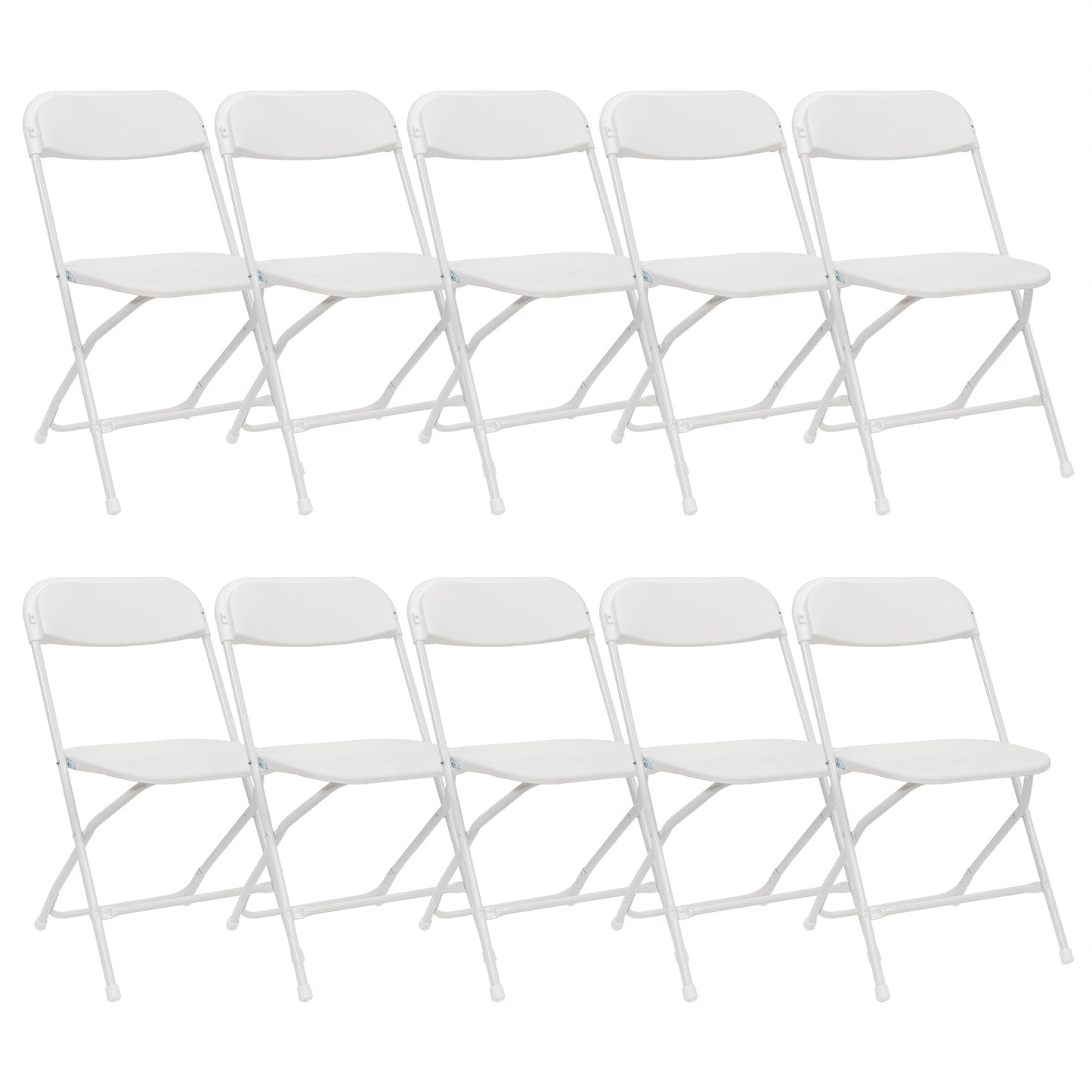 10 Pack Folding Chairs Stackable Wedding Party Event Chair With Plastic Seat and Back for Adults, White