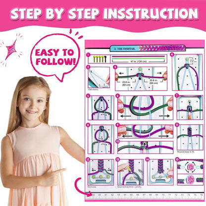 JUGAAD LIFE Friendship Bracelet Making Kit for Girls, 2 Charm Bracelet Making kit for Kids Ages 6-12, Arts and Crafts String Maker Tool, Birthday Christmas Gifts for Teen Girl, Party Activity Set