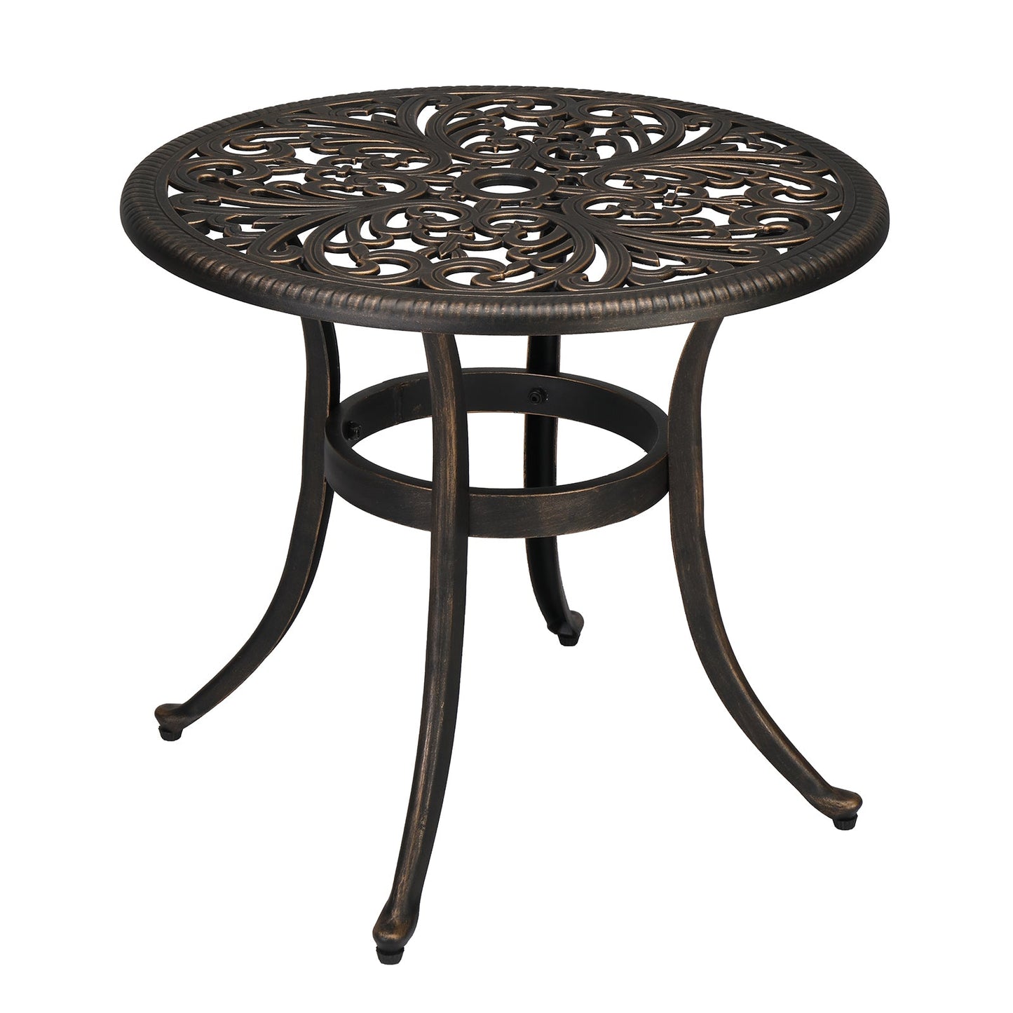 Cast Aluminum Round Bistro Table 23 in Outdoor Indoor Side Table, Bronze